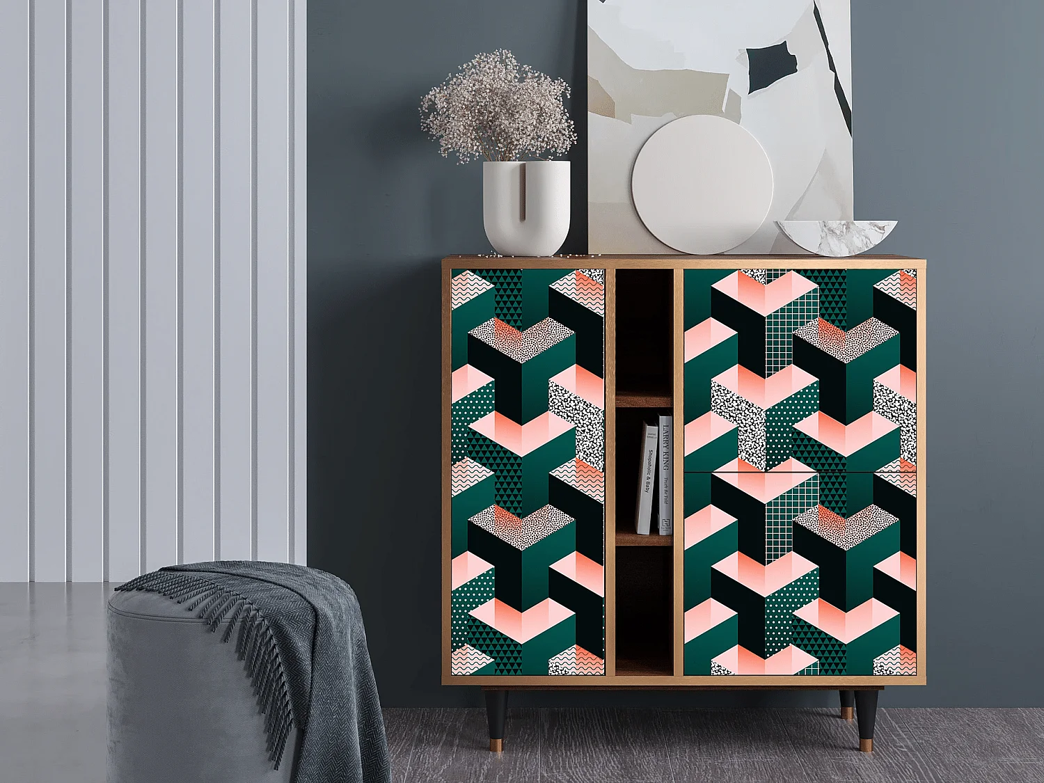 Dressoir - 94х96х41 cm - BS5 - Geometric Madness, Walnoot