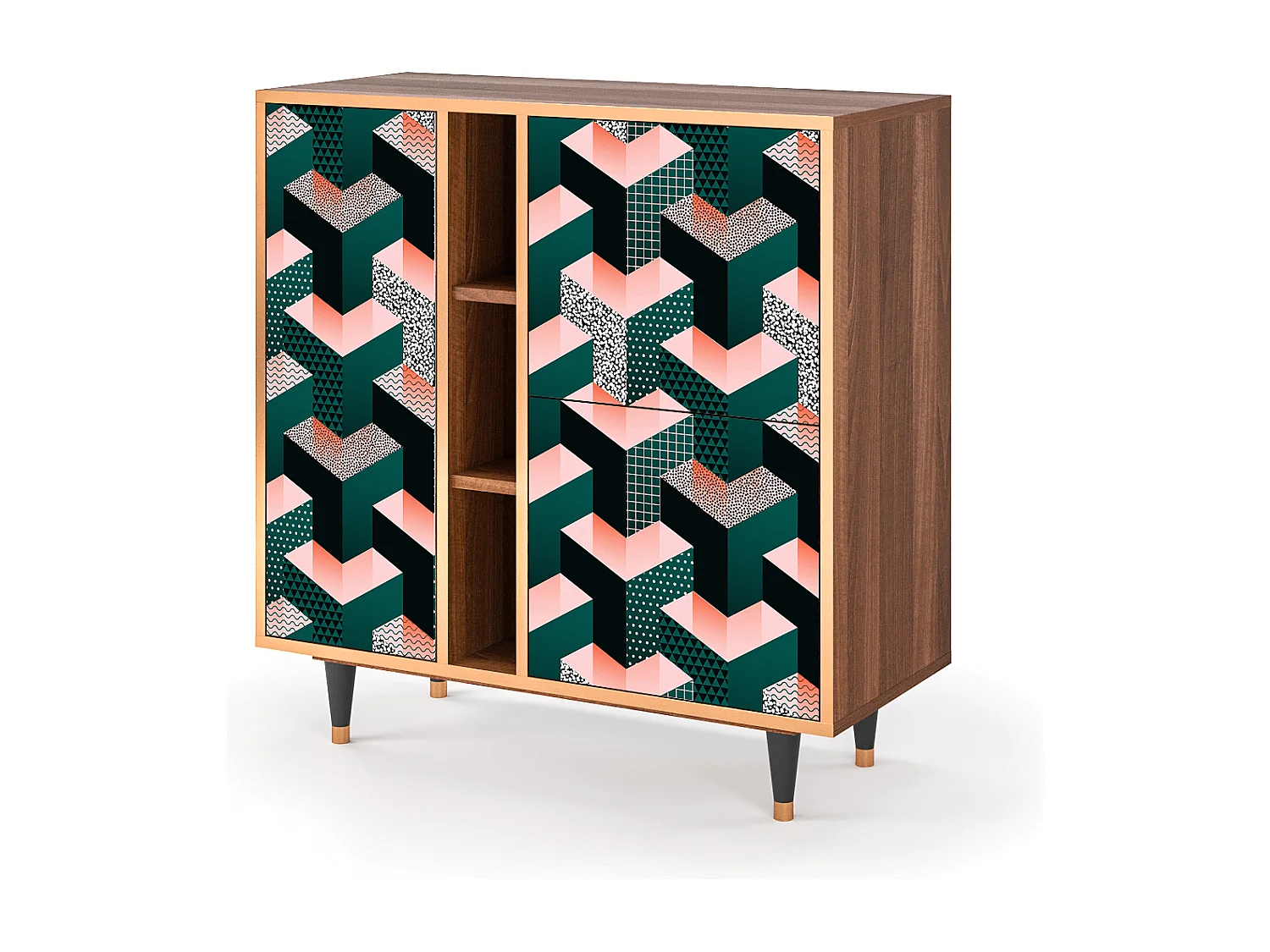 Dressoir - 94х96х41 cm - BS5 - Geometric Madness, Walnoot