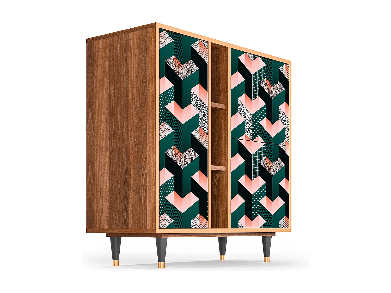 Dressoir - 94х96х41 cm - BS5 - Geometric Madness, Walnoot