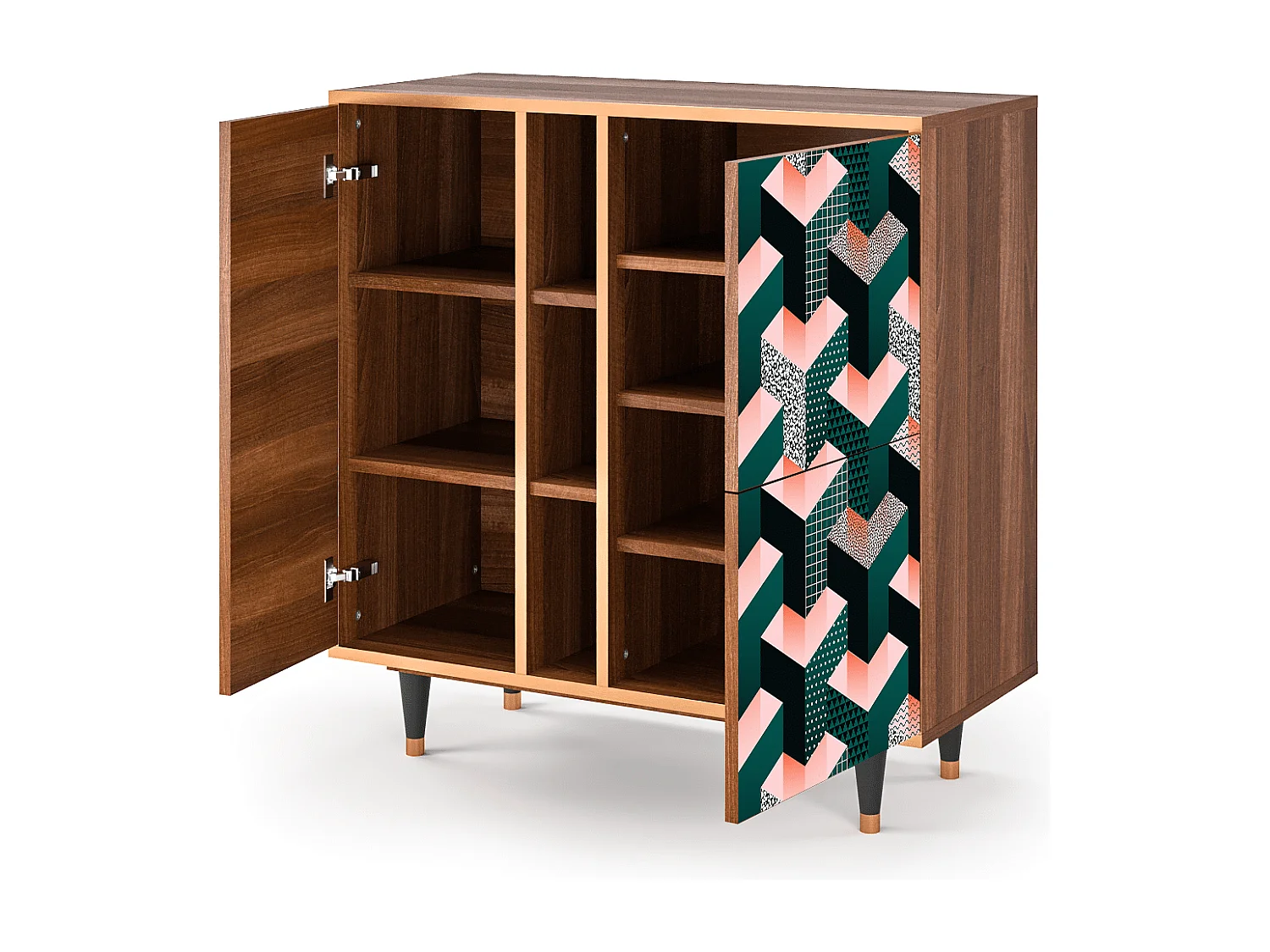 Dressoir - 94х96х41 cm - BS5 - Geometric Madness, Walnoot