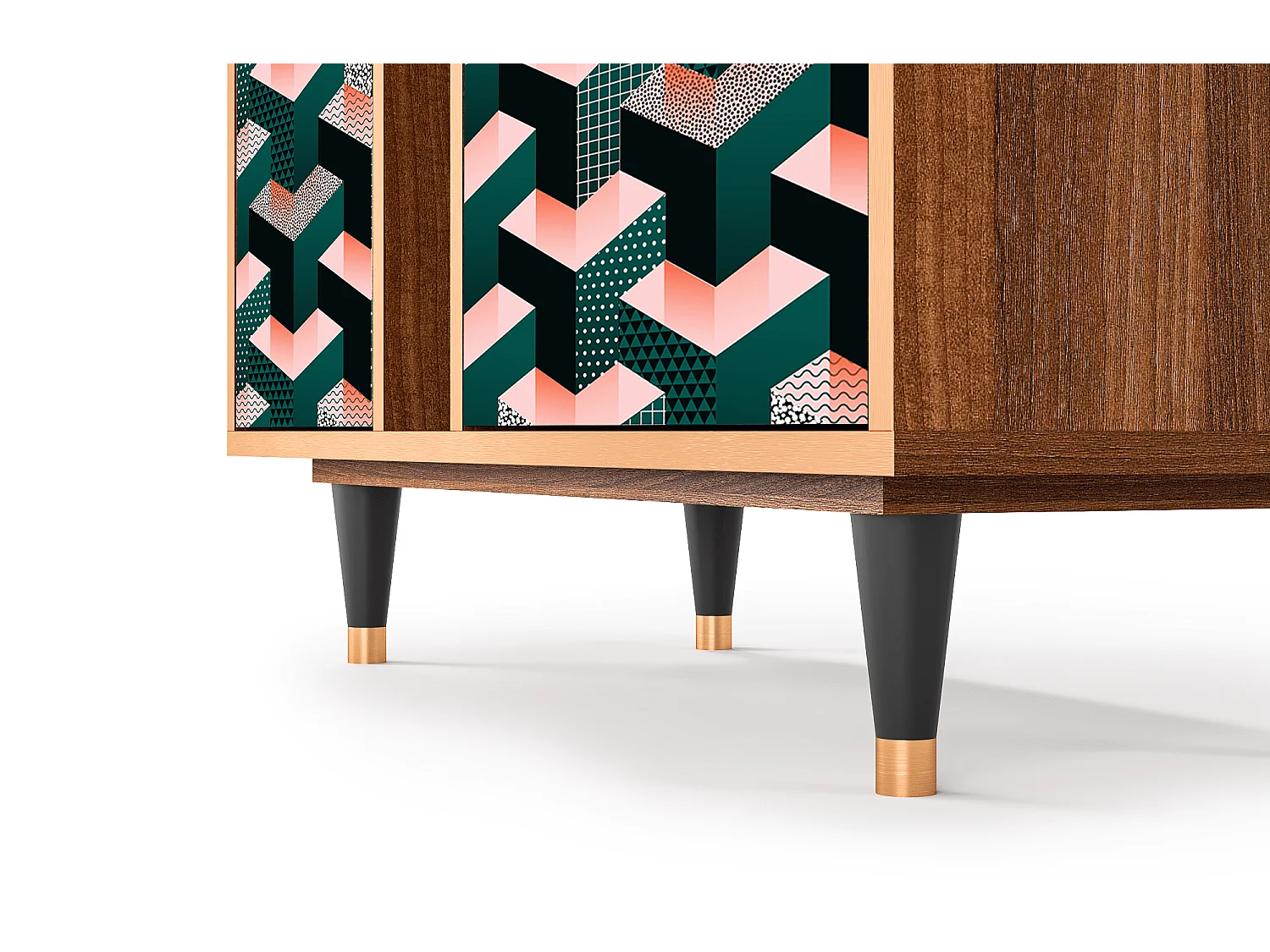 Kredens - 94х96х41 cm - BS5 - Geometric Madness, Orzech