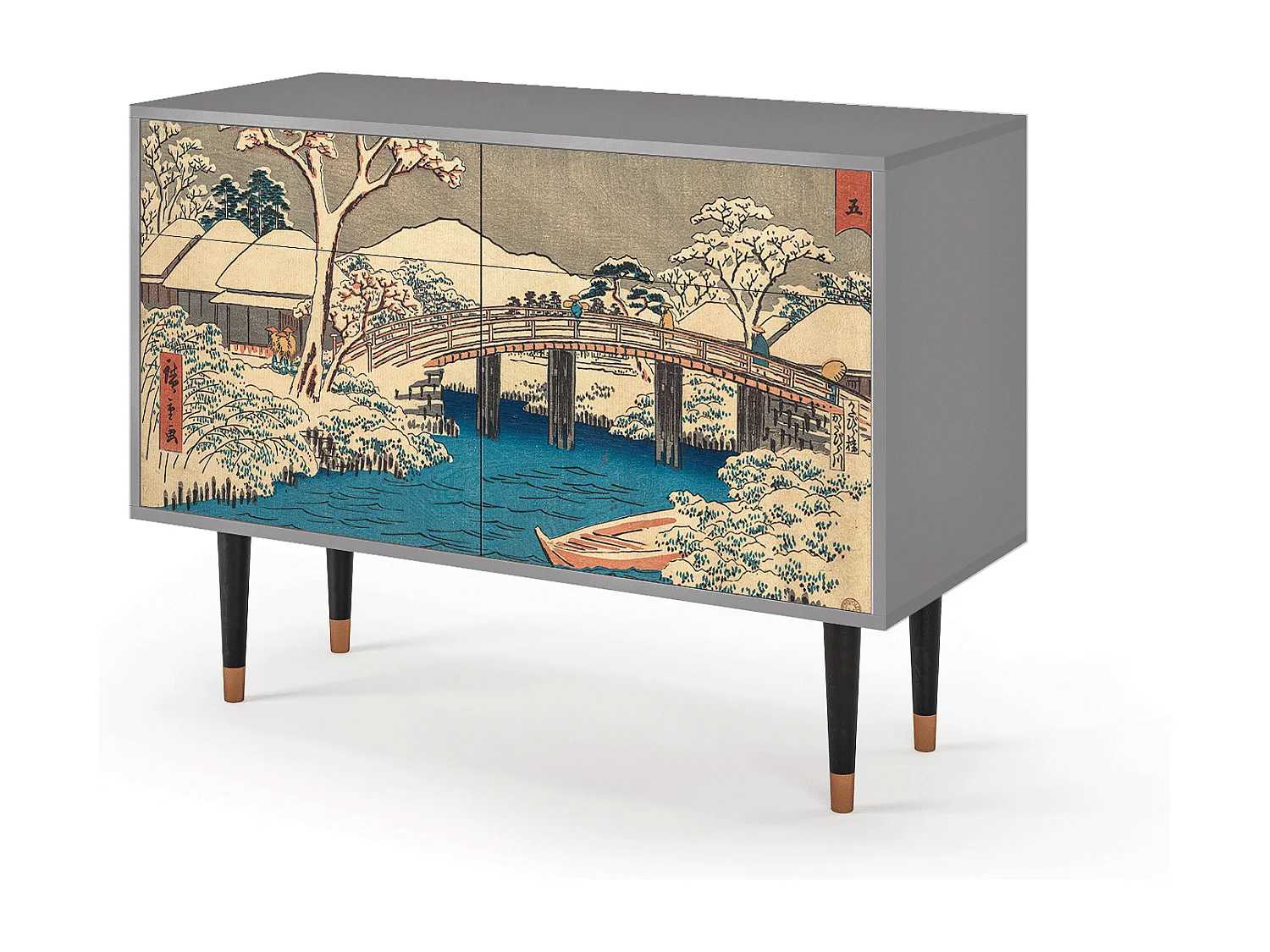 Kredens - 115x85x48 cm - BS4 - Katabira River, Szary