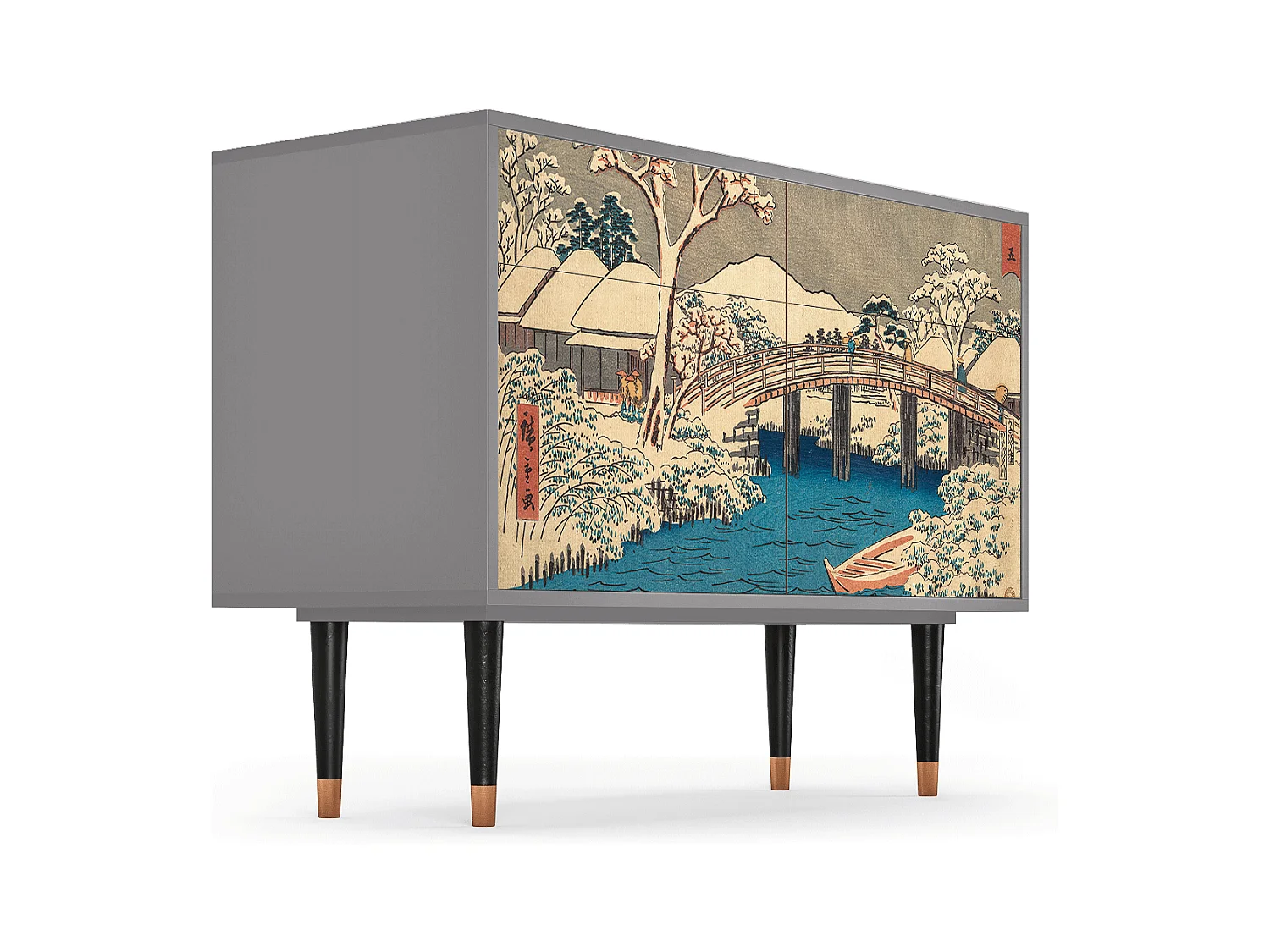 Kredens - 115x85x48 cm - BS4 - Katabira River, Szary