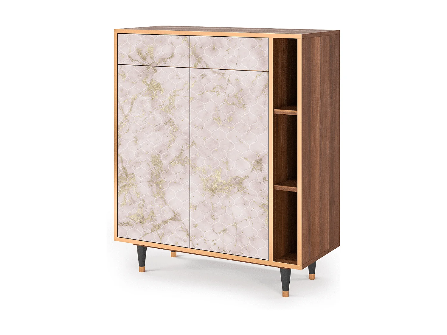 Dressoir - 96х110х41 cm - BS6 - Dirty Roses, Walnoot