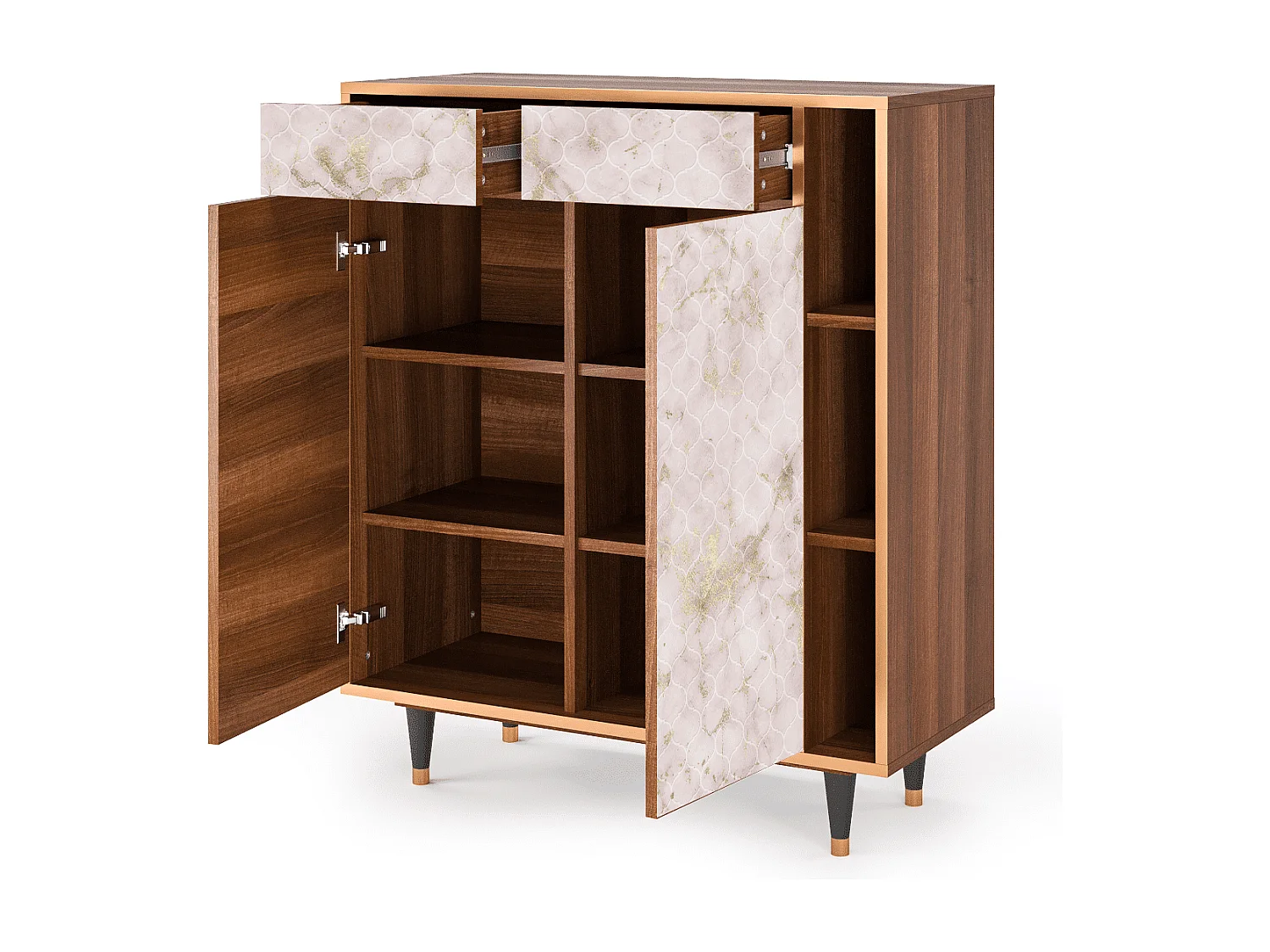 Dressoir - 96х110х41 cm - BS6 - Dirty Roses, Walnoot