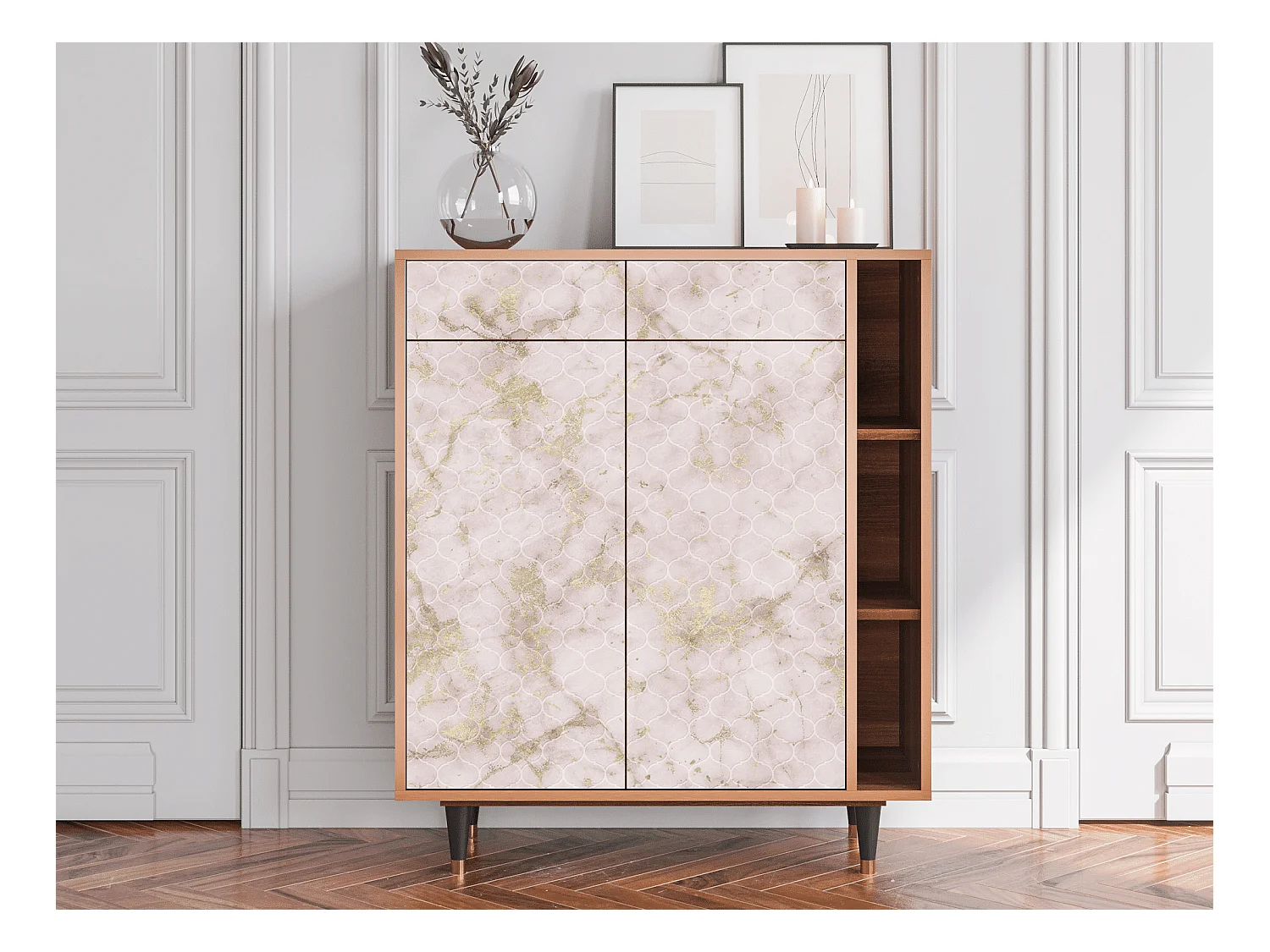Buffet - 96х110х41 cm - BS6 - Dirty Roses, Noyer