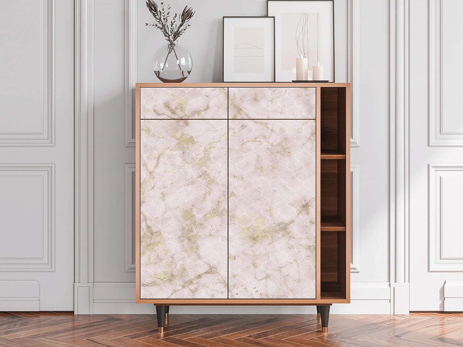 Sideboard - 96х110х41 cm - BS6 - Dirty Roses, Walnuss