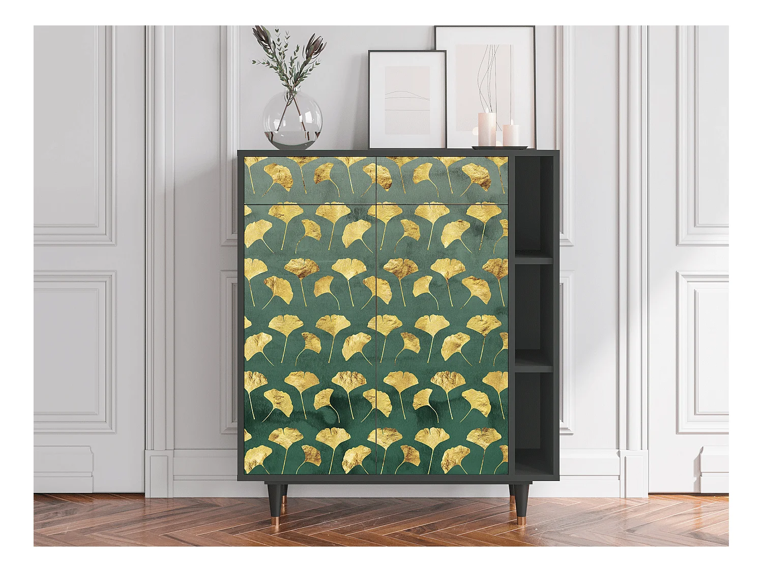 Credenza - 96х110х41 cm - BS6 - Gingko leaves, Antracite