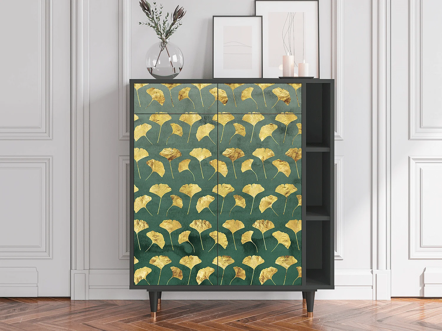 Dressoir - 96х110х41 cm - BS6 - Gingko leaves, Antraciet