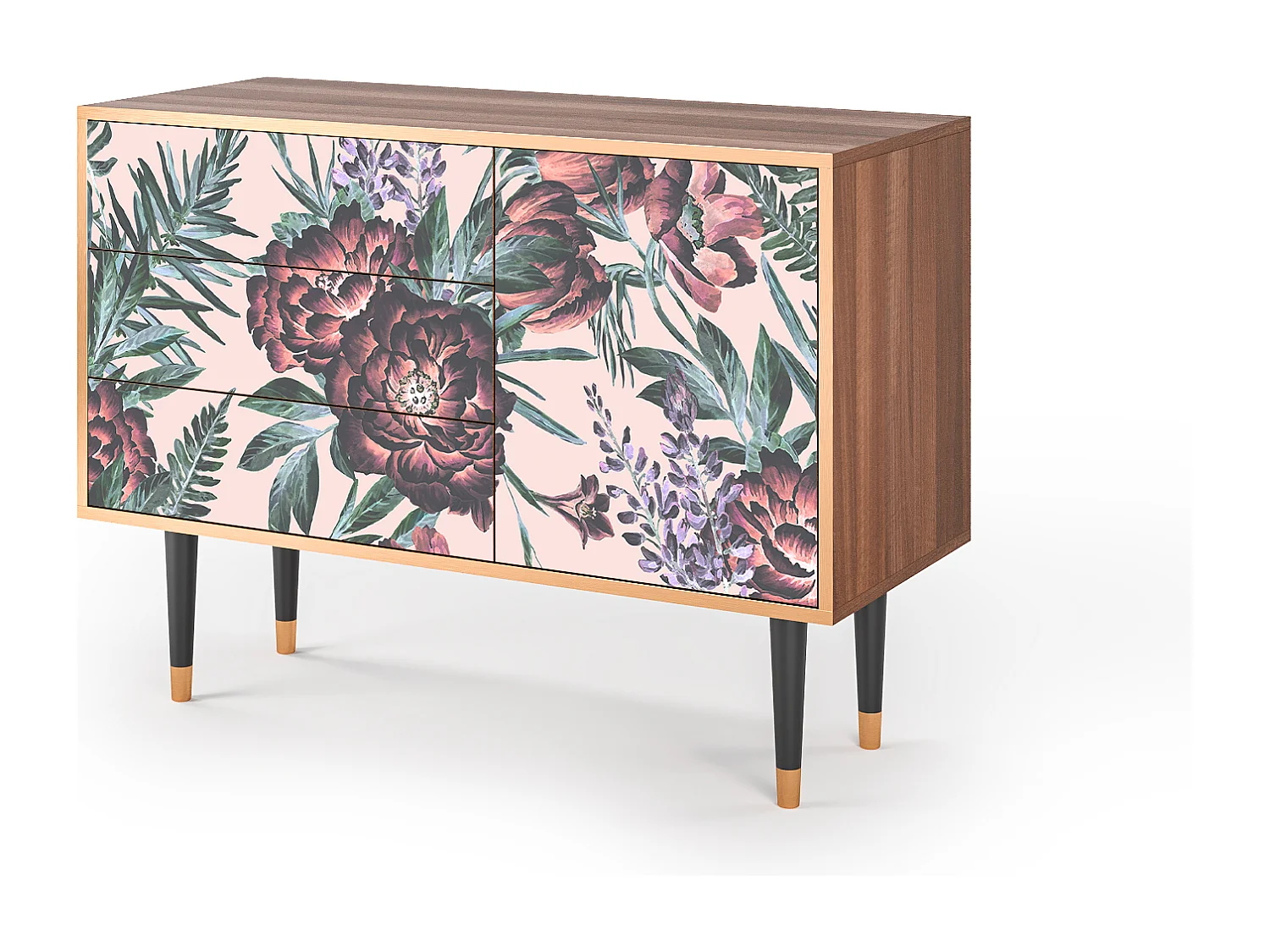 Buffet - 115х84х41 cm - S3 - Peach Peonies, Noyer