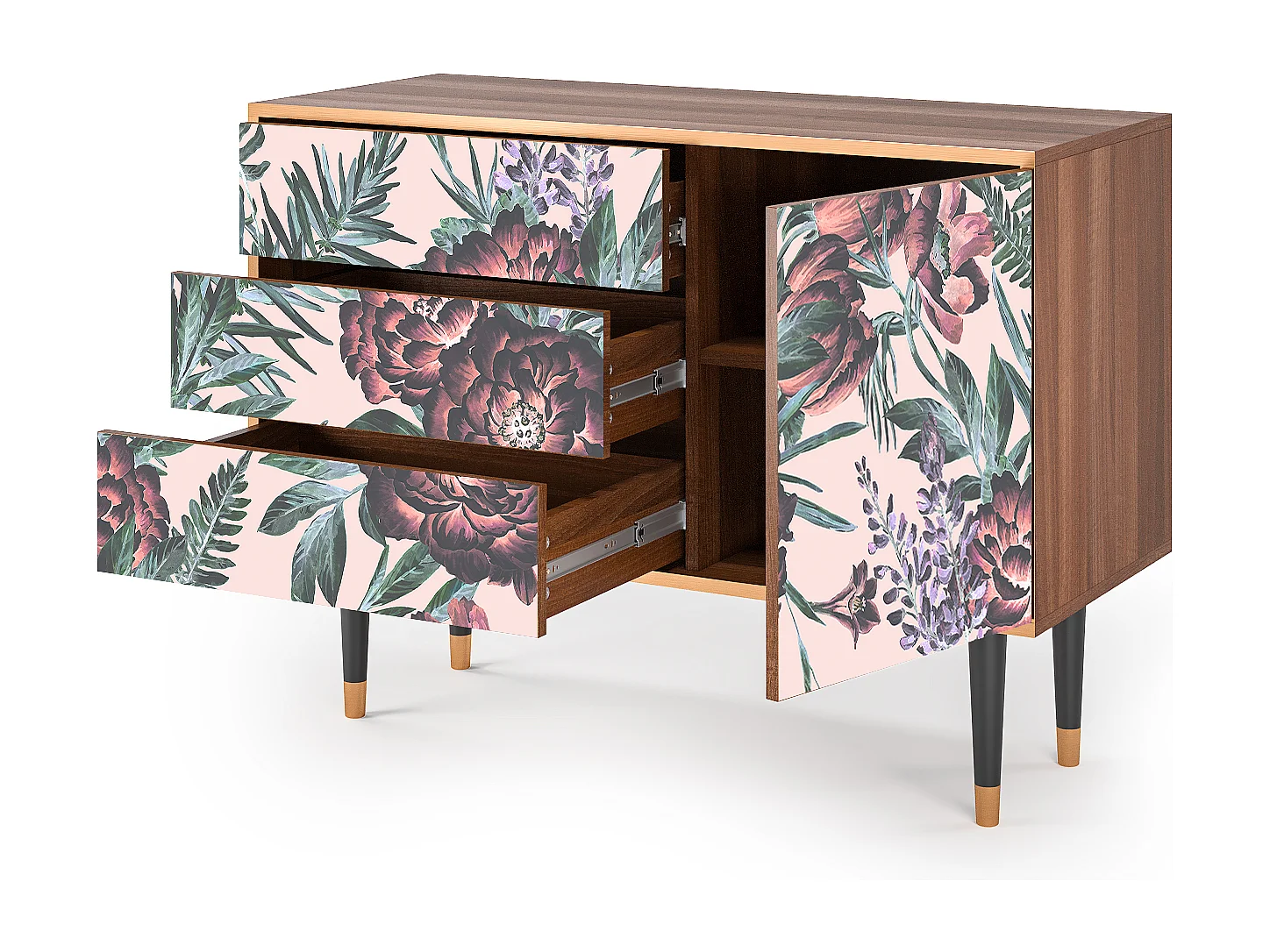 Buffet - 115х84х41 cm - S3 - Peach Peonies, Noyer