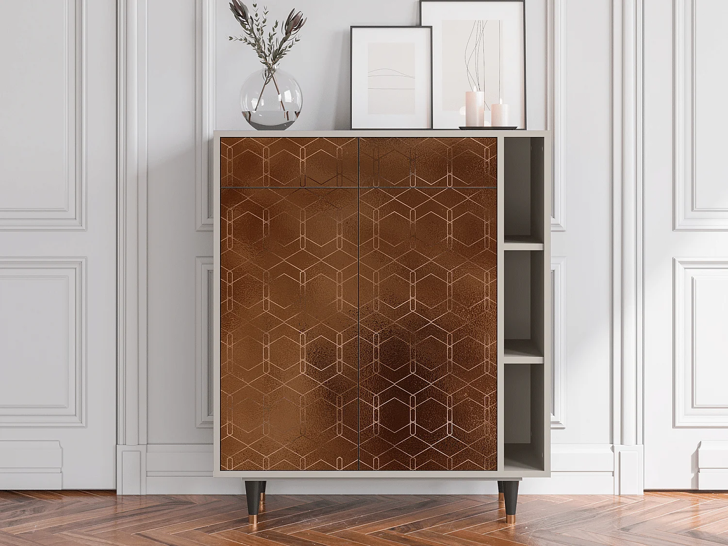 Kredens - 96х110х41 cm - BS6 - Chocolate Bar, Piaskowy