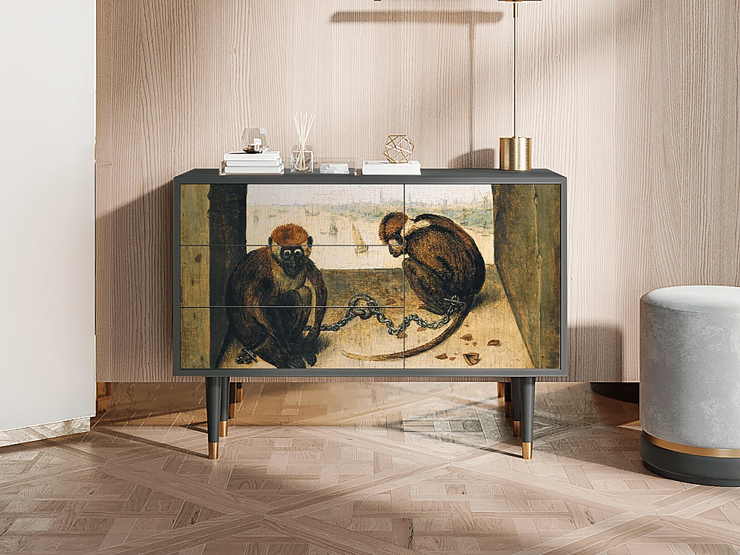 Kredens - 115х84х41 cm - S3 - Two Monkeys, Antracyt