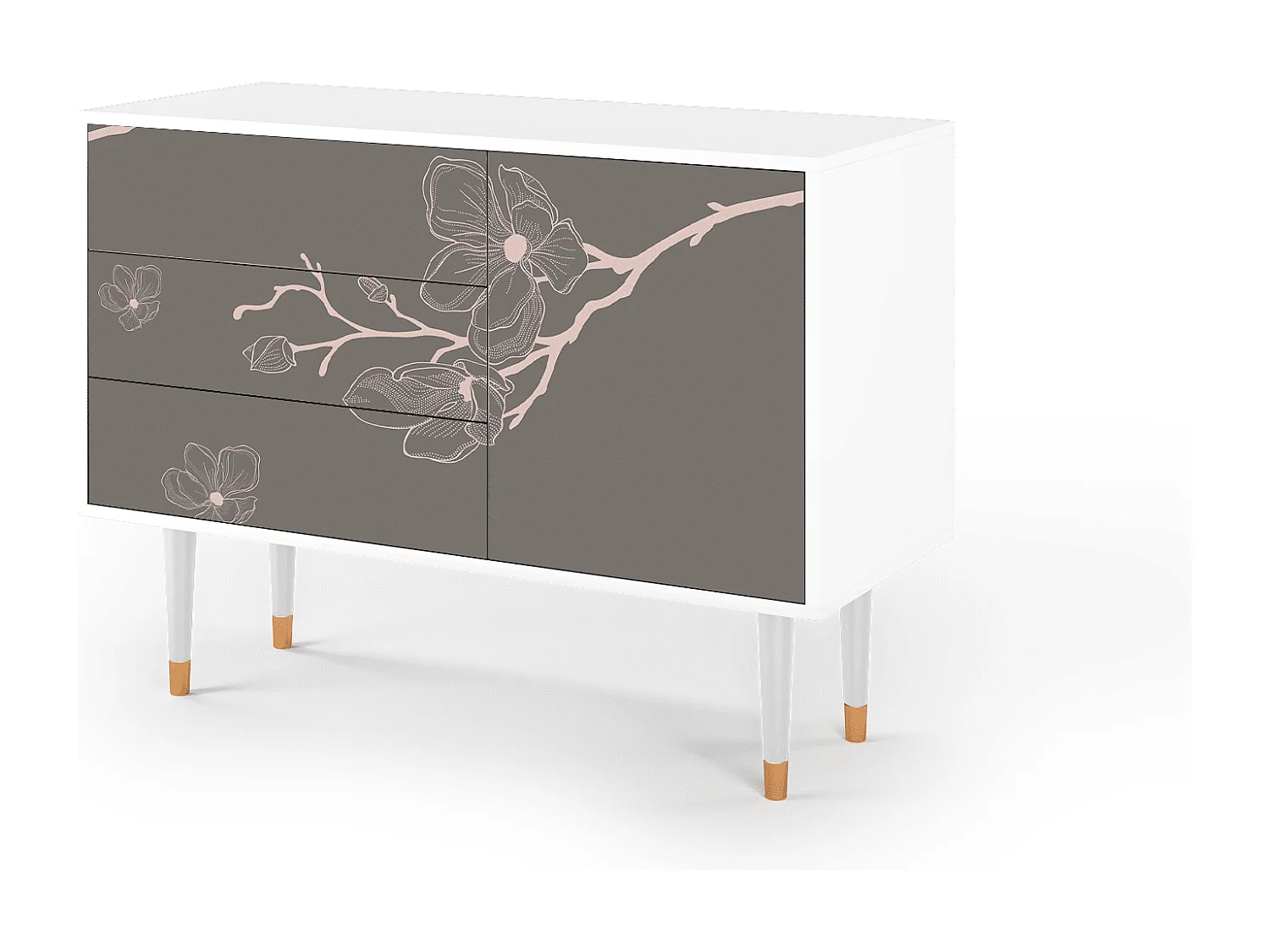 Kredens - 115х84х41 cm - S3 - Cherry Blossom, Biały