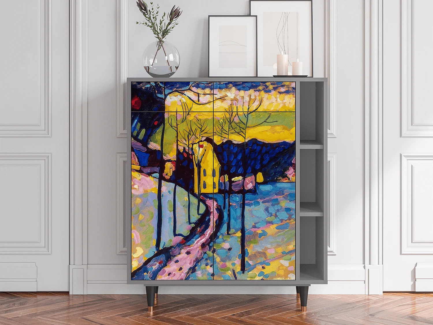 Credenza - 96х110х41 cm - BS6 - Winter Landscape, Grigio