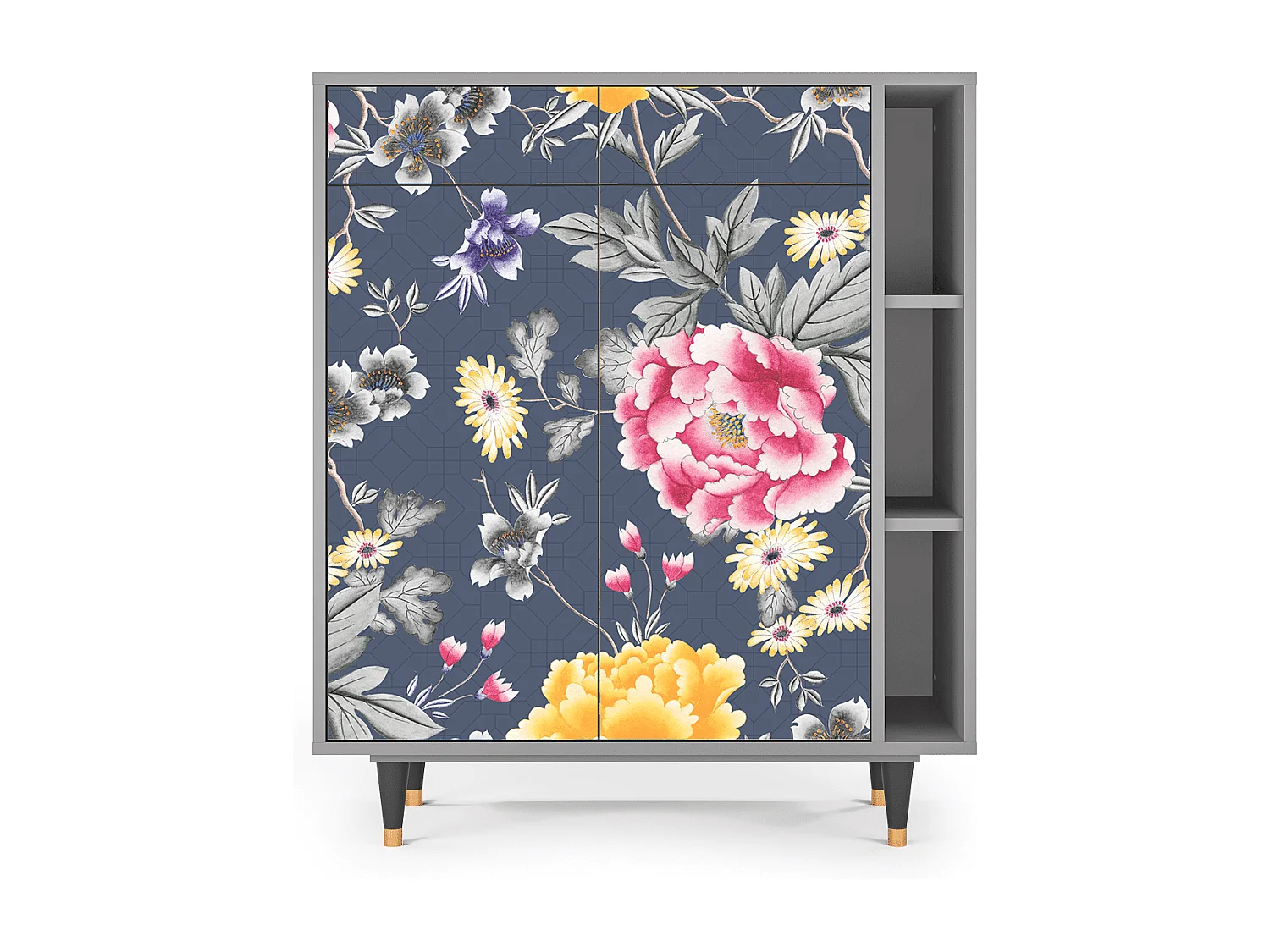 Kredens - 96х110х41 cm - BS6 - Dark Flower Bed, Szary