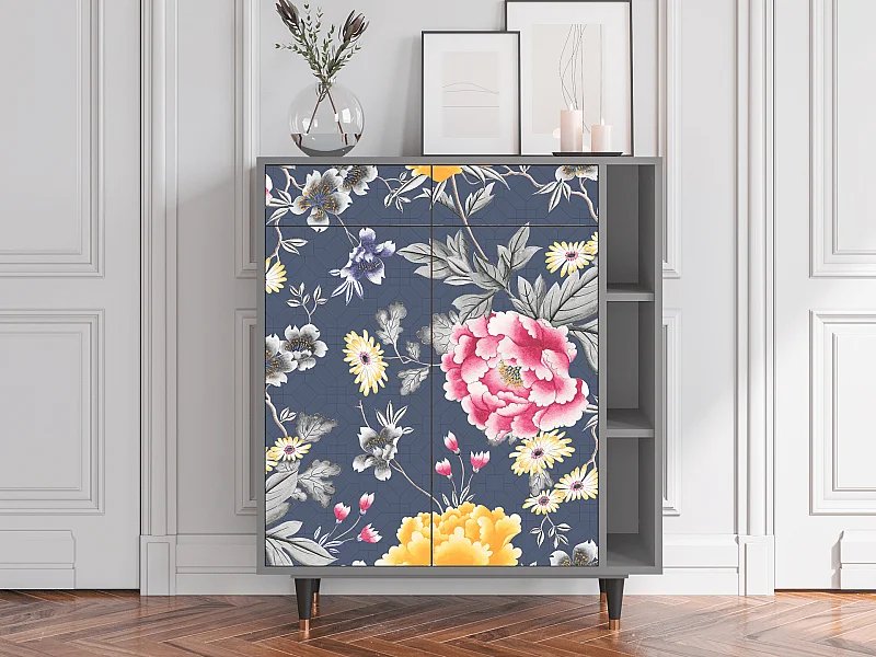 Kredens - 96х110х41 cm - BS6 - Dark Flower Bed, Szary