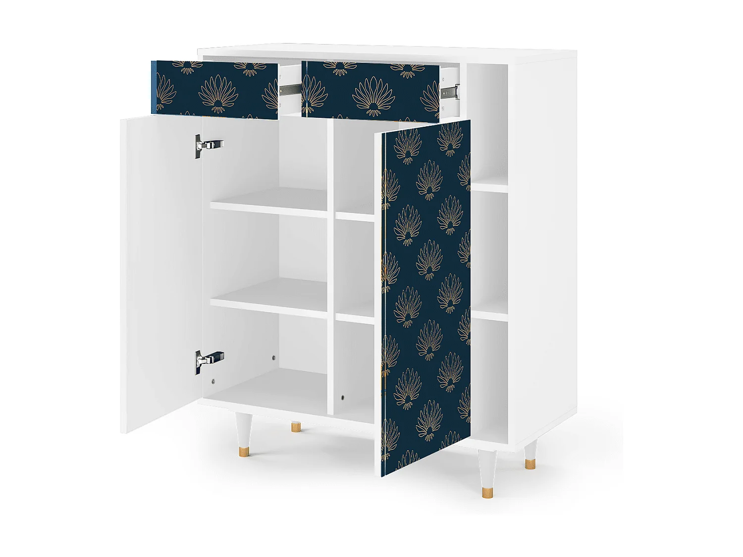 Kredens - 96х110х41 cm - BS6 - Blue Lotus, Biały