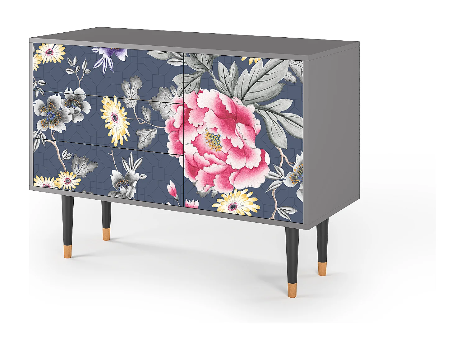 Kredens - 115х84х41 cm - S3 - Dark Flower Bed, Szary