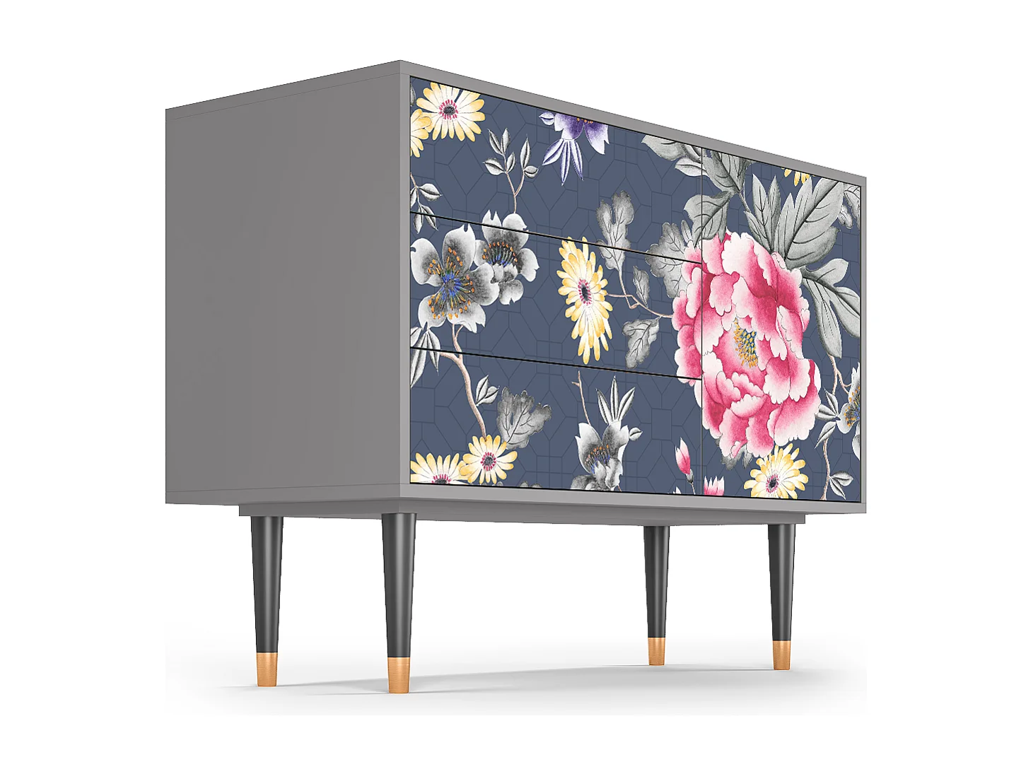 Kredens - 115х84х41 cm - S3 - Dark Flower Bed, Szary