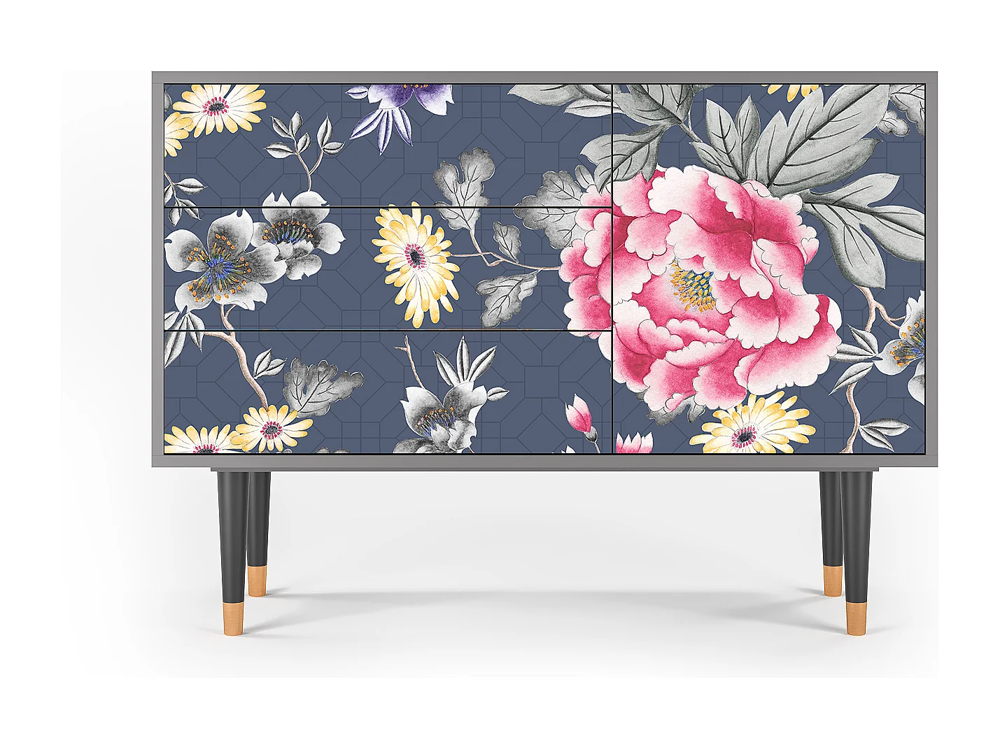 Kredens - 115х84х41 cm - S3 - Dark Flower Bed, Szary