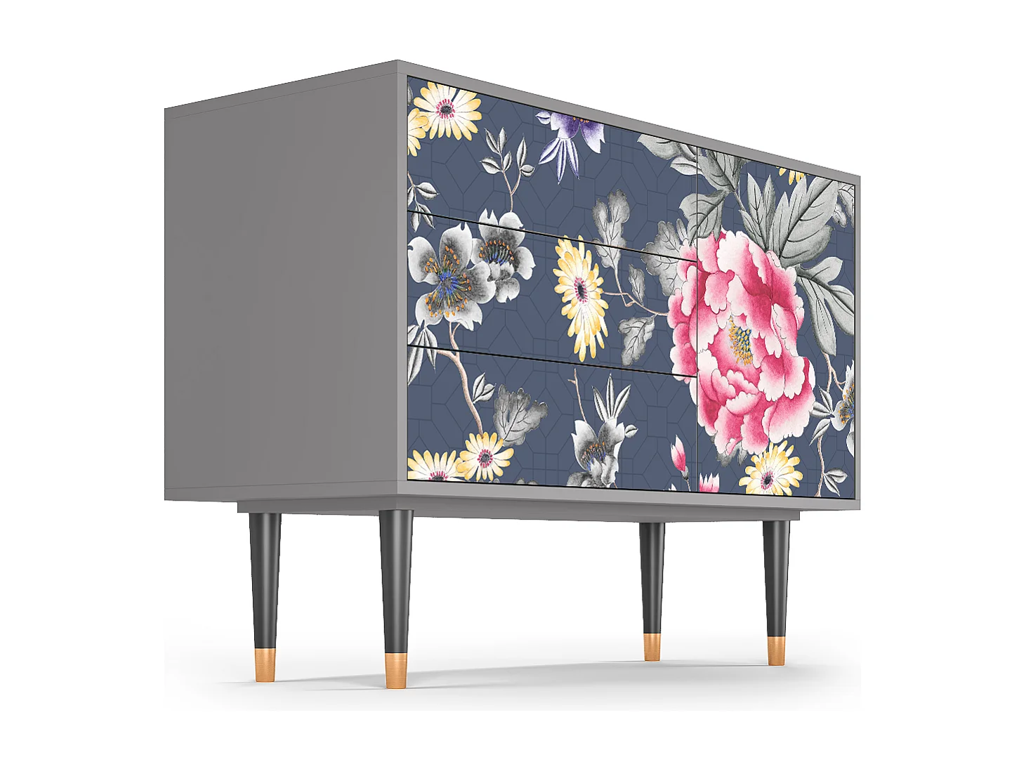 Kredens - 115х84х41 cm - S3 - Dark Flower Bed, Szary