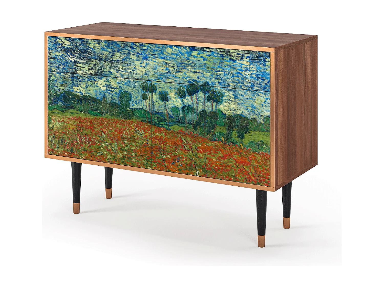 Kredens - 115x85x48 cm - BS4 - Poppy field by van Gogh, Orzech