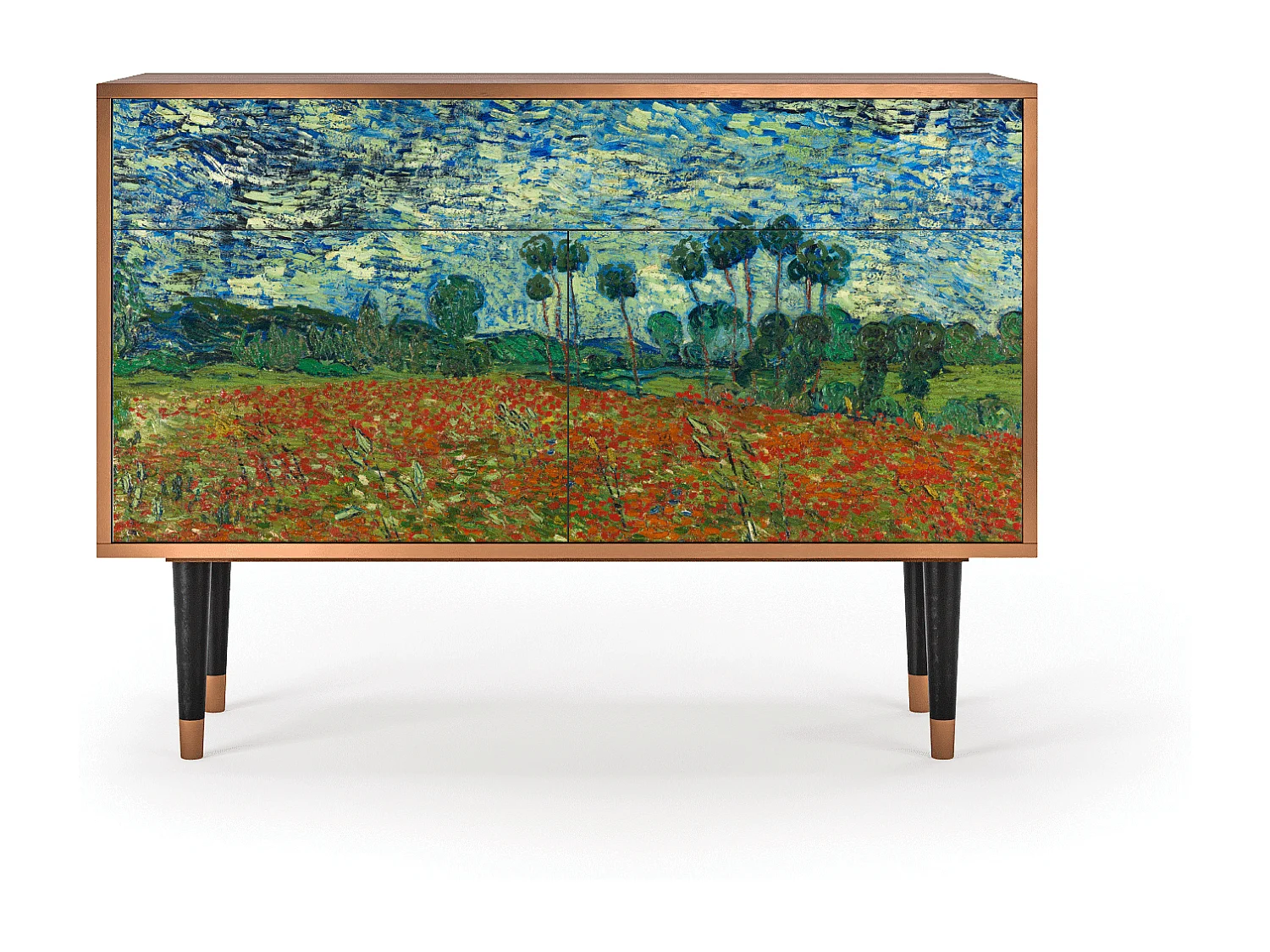 Credenza - 115x85x48 cm - BS4 - Poppy field by van Gogh, Noce