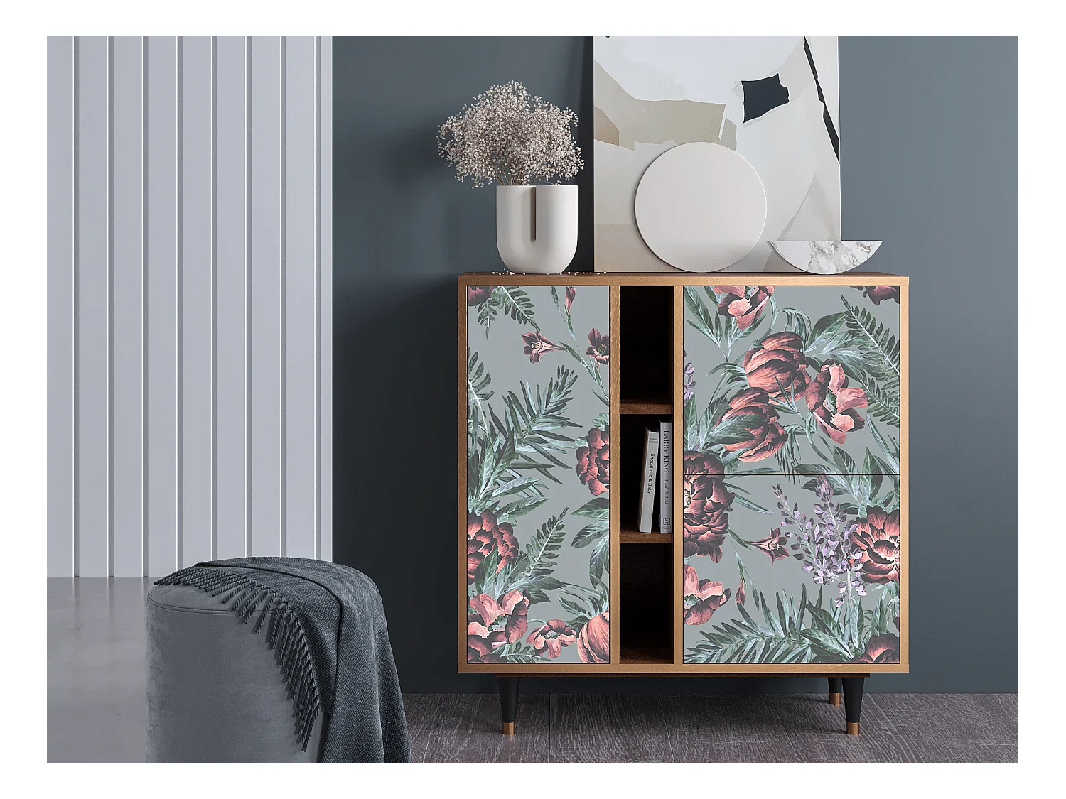 Buffet - 94х96х41 cm - BS5 - Light Peonies, Noyer