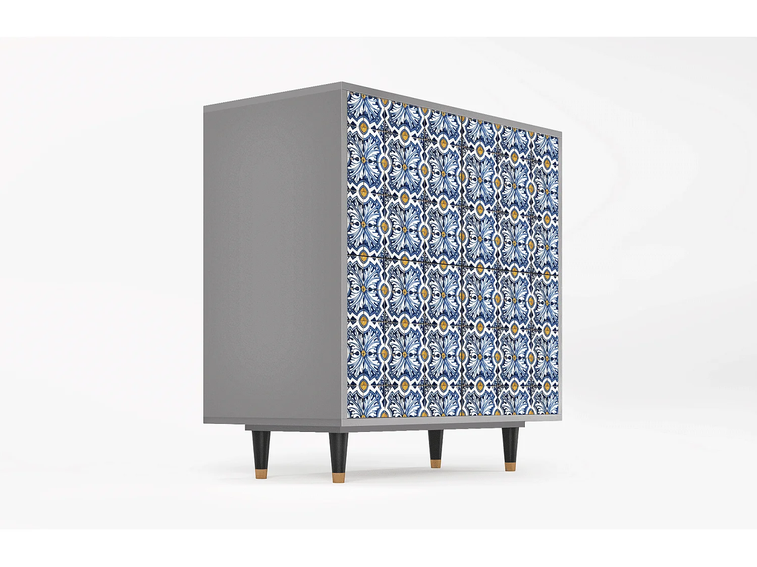 Kredens - 94x96x48 cm - BS3 - Lovely Cornflowers, Szary