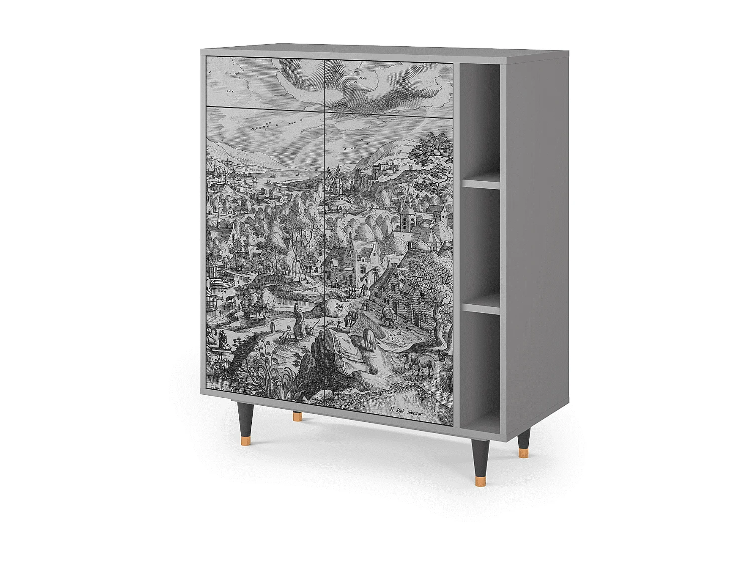 Kredens - 96х110х41 cm - BS6 - Bird Dropping, Szary