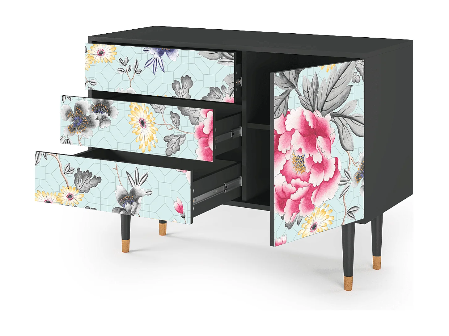 Kredens - 115х84х41 cm - S3 - Sky Garden, Antracyt