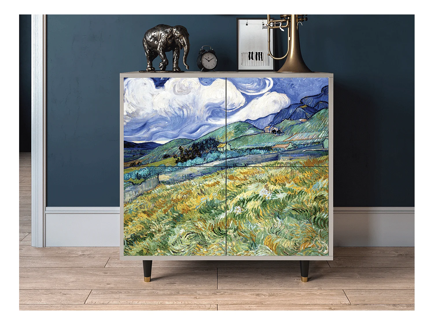 Kredens - 94x96x48 cm - BS3 - Landscape, Piaskowy
