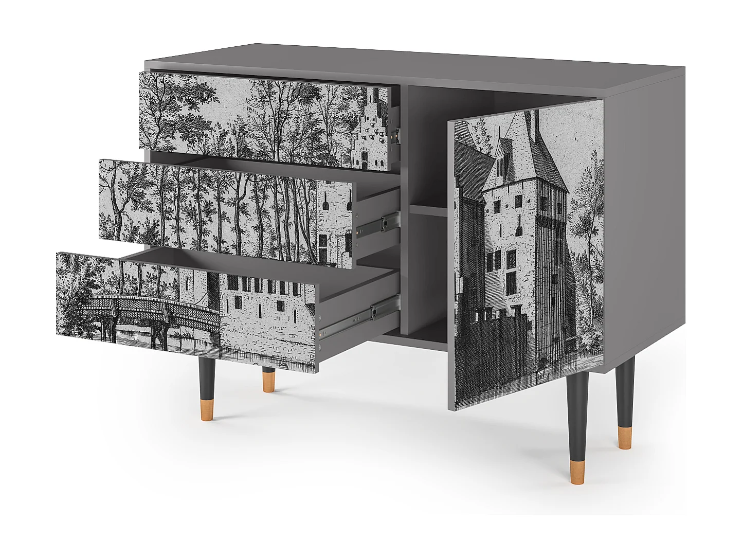 Buffet - 115х84х41 cm - S3 - Abstract Expressionism, Gris