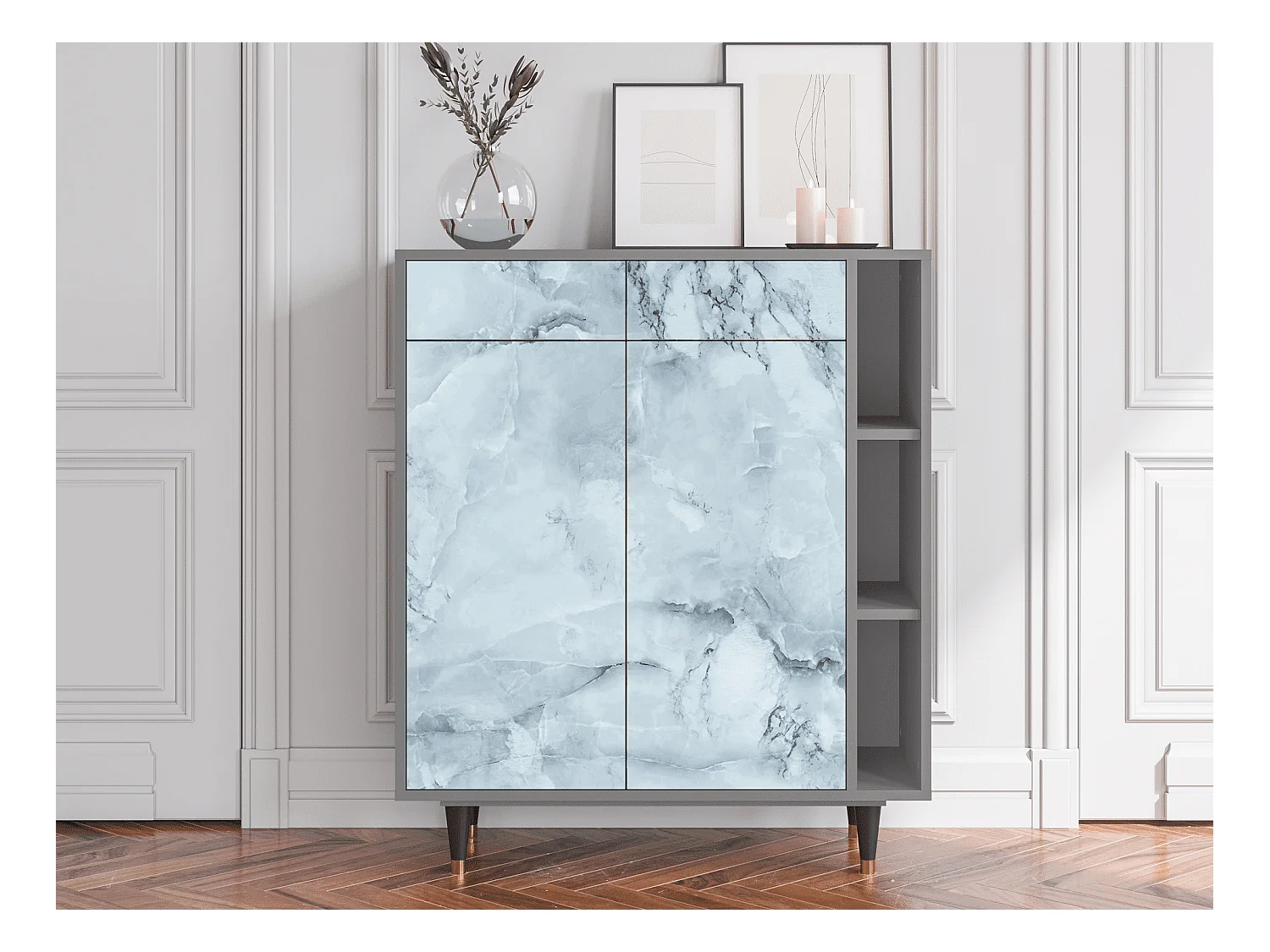 Kredens - 96х110х41 cm - BS6 - Glacial Colour, Szary