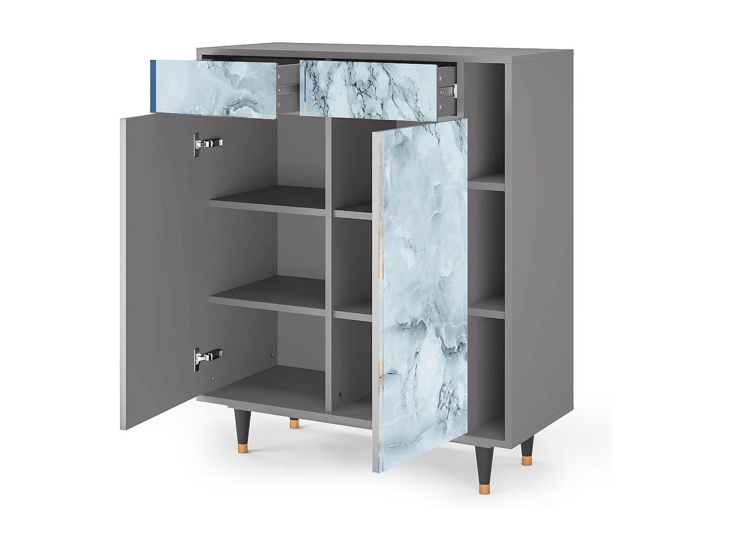 Kredens - 96х110х41 cm - BS6 - Glacial Colour, Szary