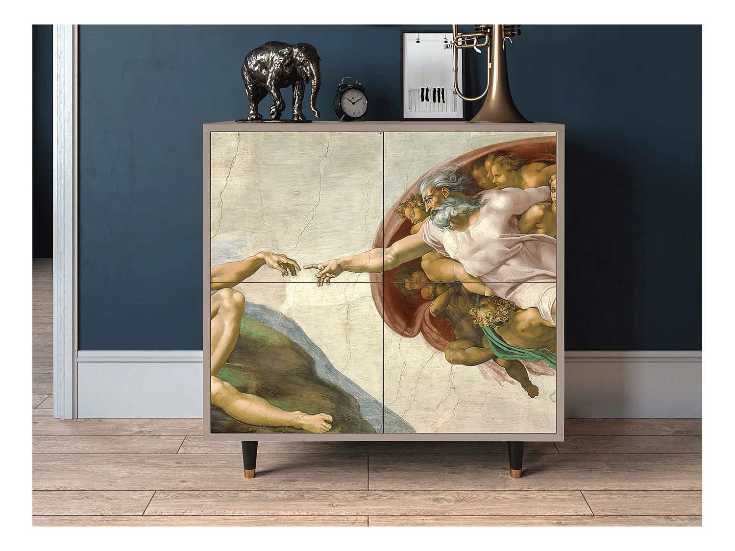 Kredens - 94x96x48 cm - BS3 - The Creation of Adam, Latte