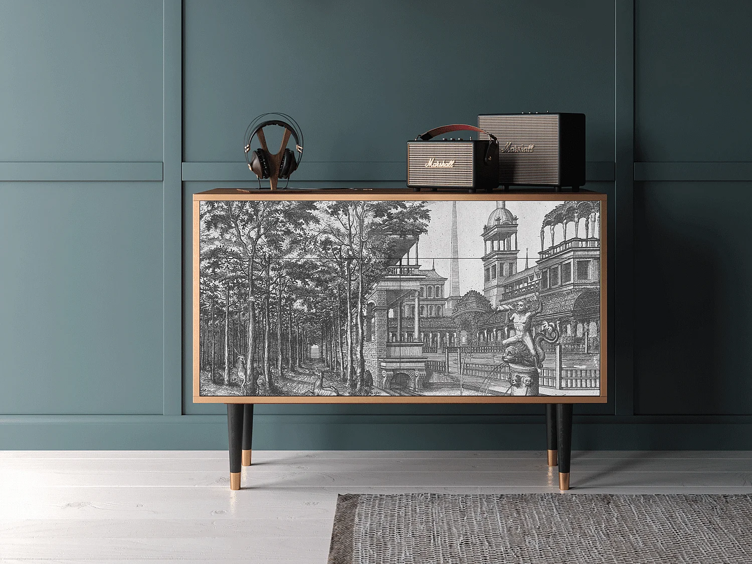 Buffet - 115x85x48 cm - BS4 - View of the Piazza, Noyer