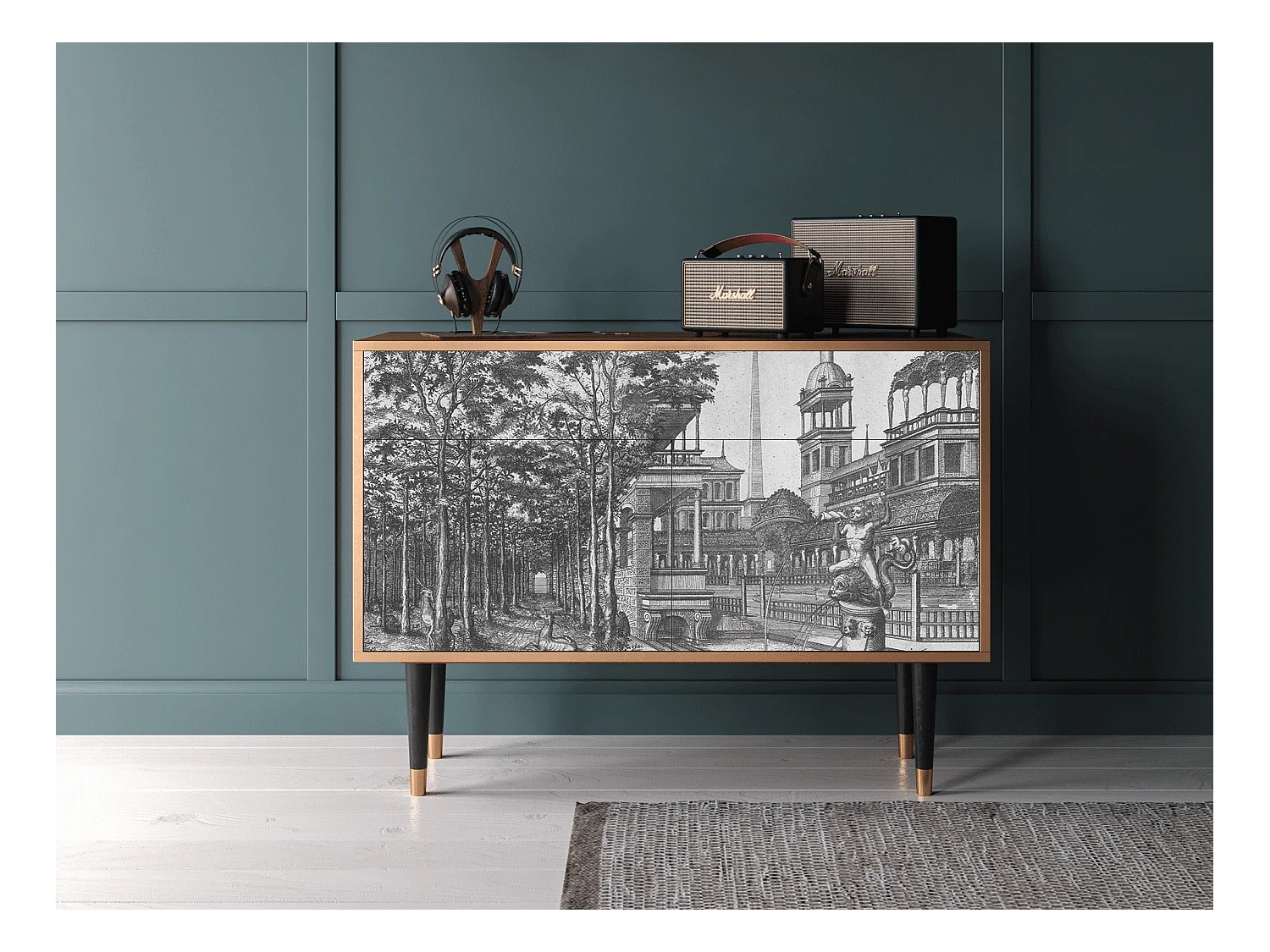 Buffet - 115x85x48 cm - BS4 - View of the Piazza, Noyer
