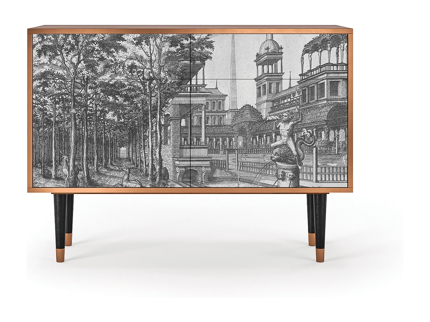 Kredens - 115x85x48 cm - BS4 - View of the Piazza, Orzech