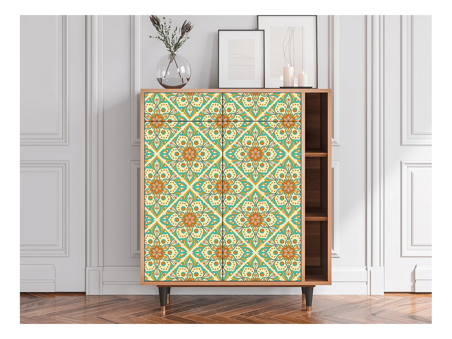 Dressoir - 96х110х41 cm - BS6 - Hindu Daisy, Walnoot