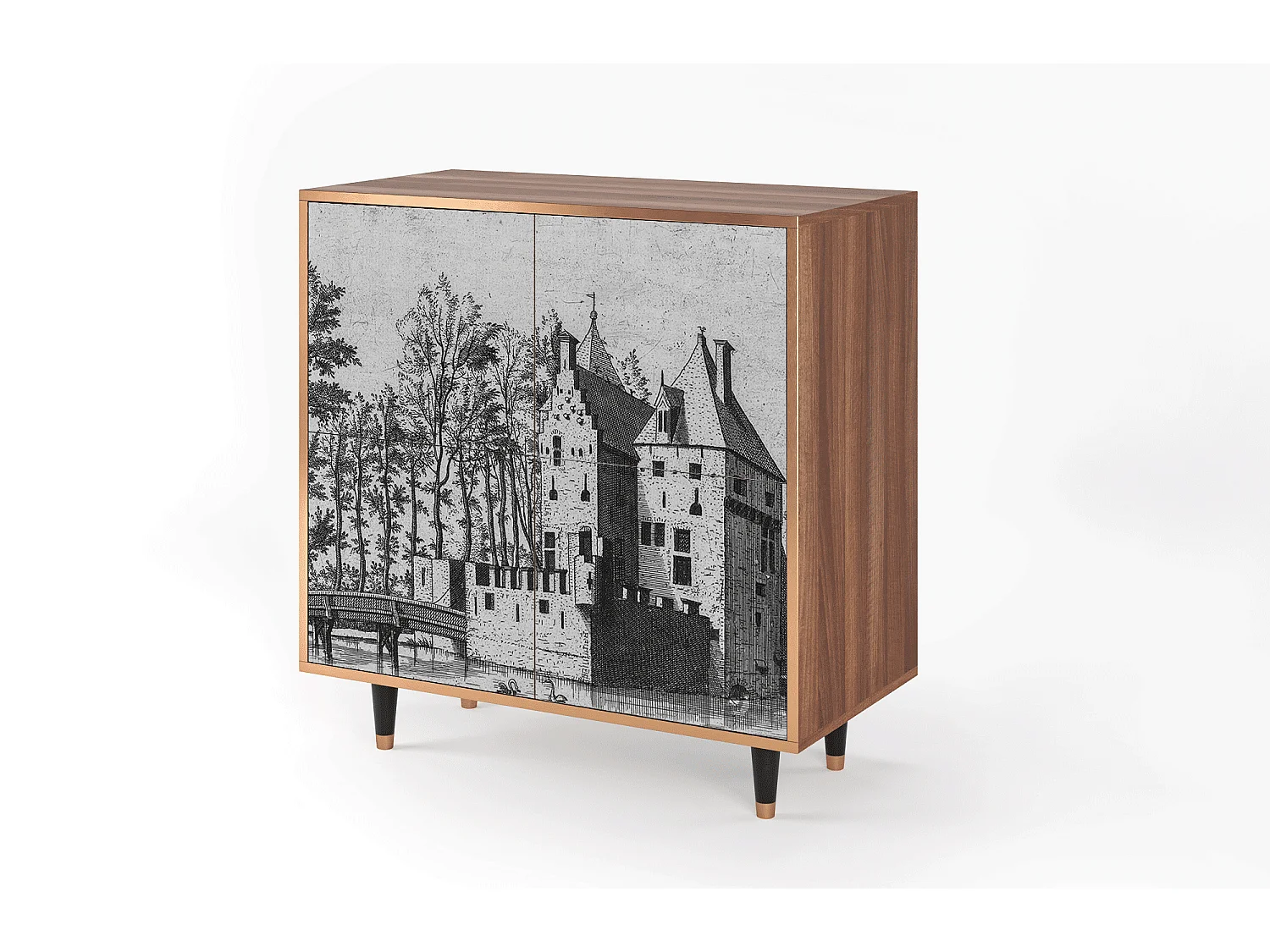 Aparador - 94x96x48 cm - BS3 - Castle with Bridge, Nogueira