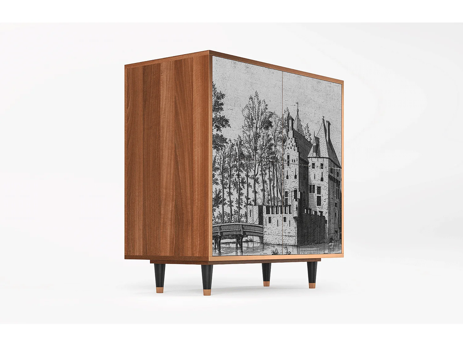 Aparador - 94x96x48 cm - BS3 - Castle with Bridge, Nogueira