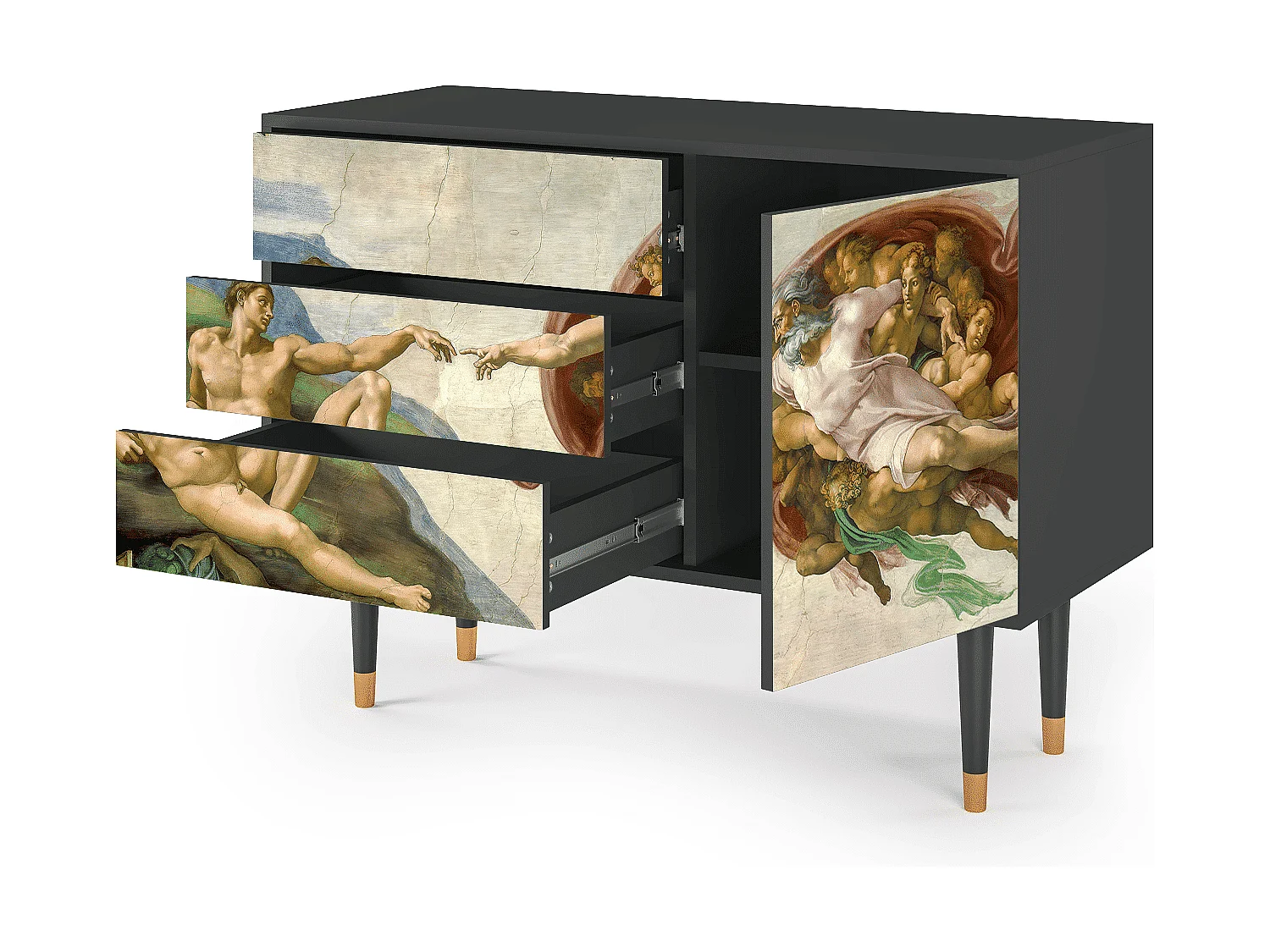 Kredens - 115х84х41 cm - S3 - The Creation of Adam, Antracyt