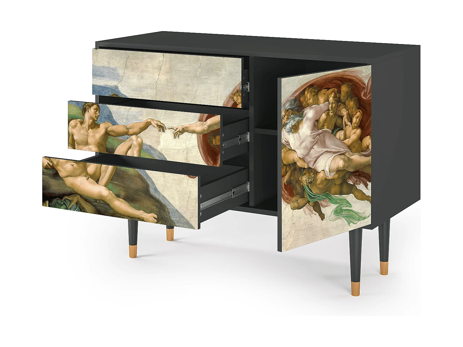 Kredens - 115х84х41 cm - S3 - The Creation of Adam, Antracyt