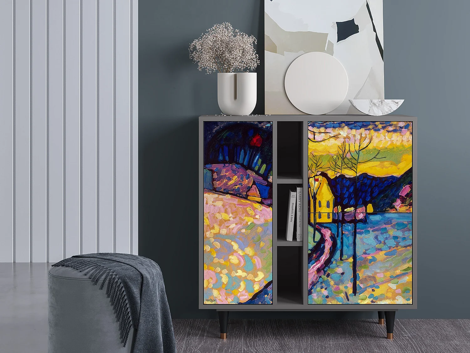 Kredens - 94х96х41 cm - BS5 - Winter Landscape, Szary