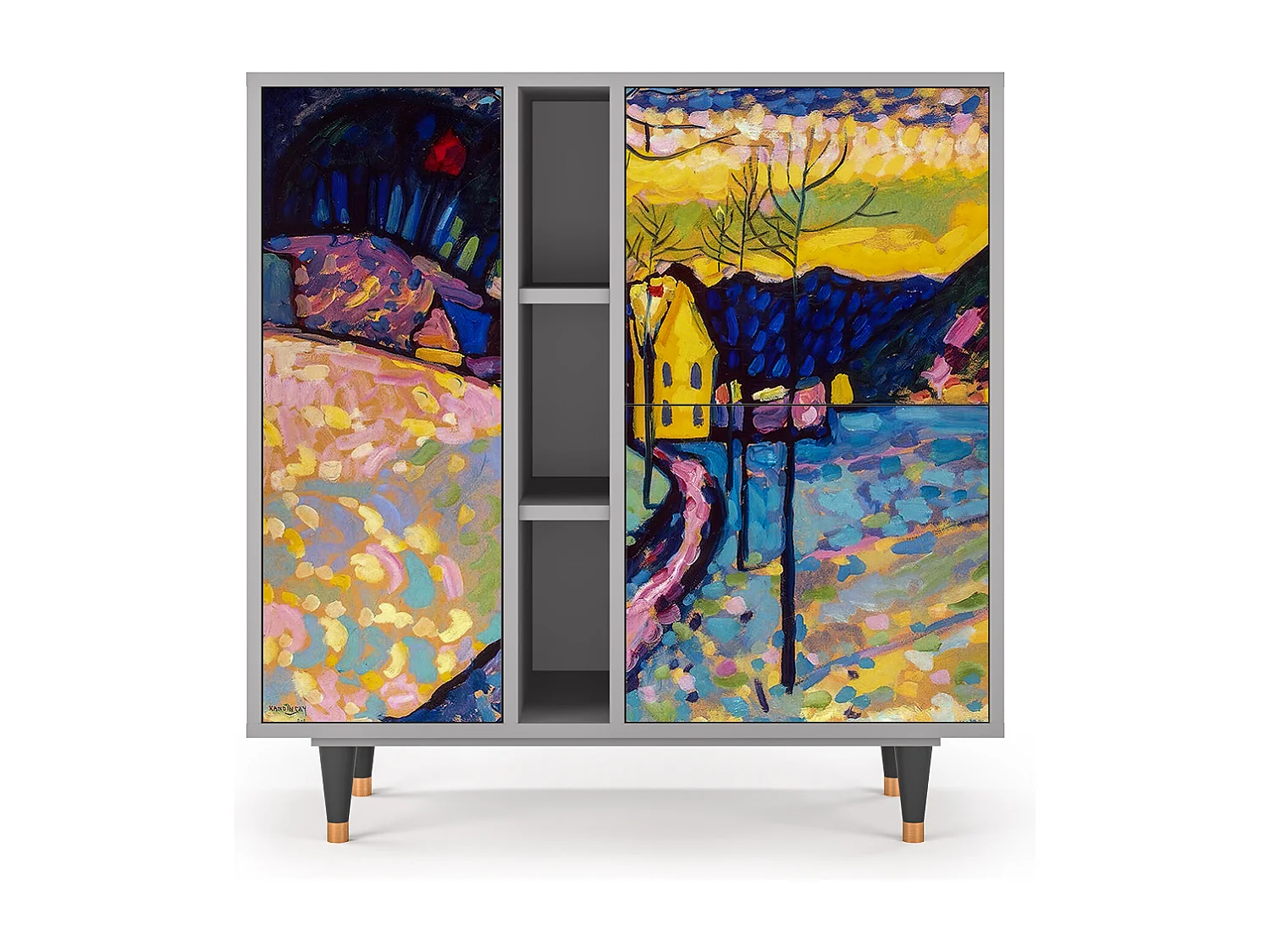 Kredens - 94х96х41 cm - BS5 - Winter Landscape, Szary