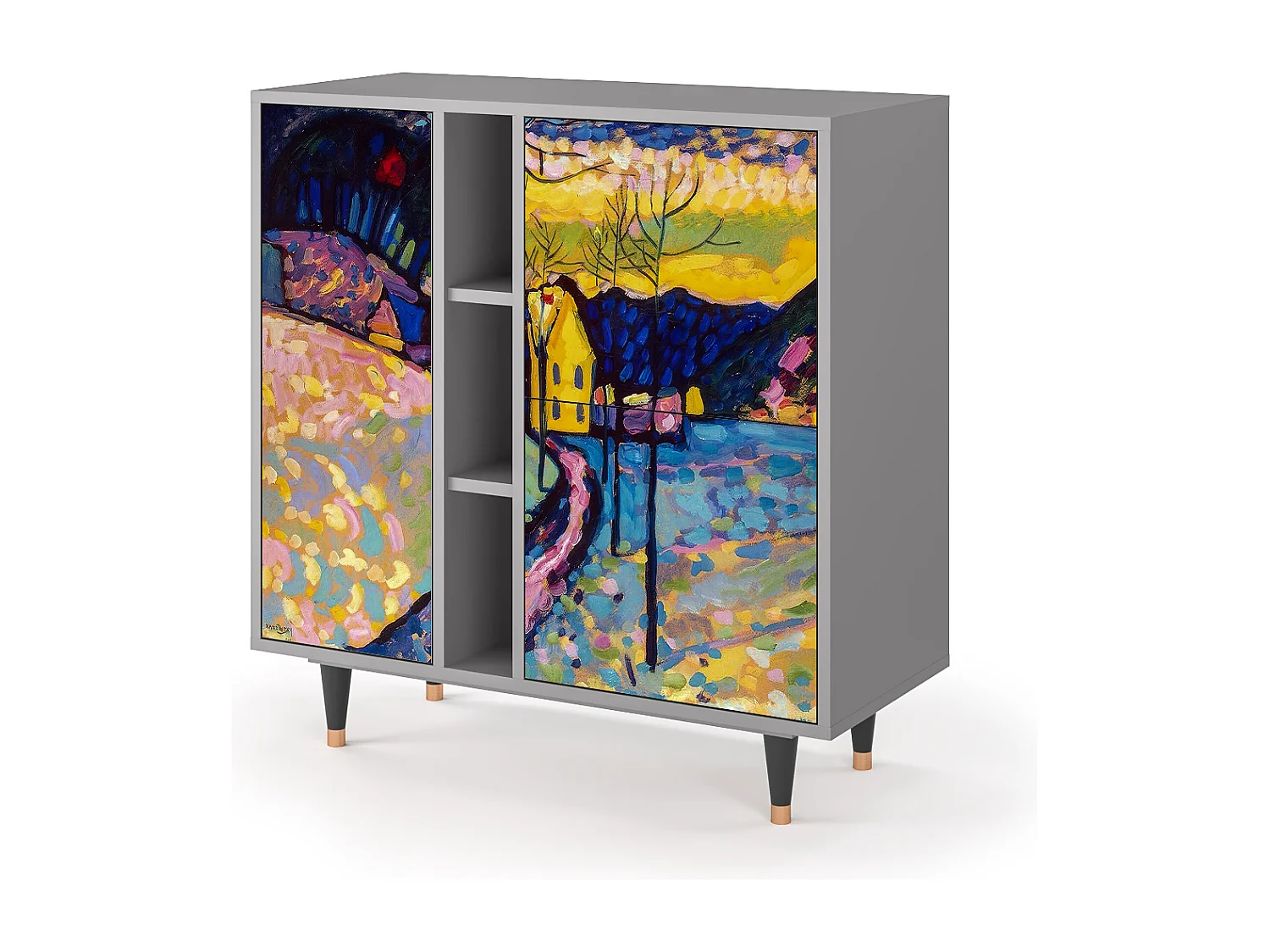 Kredens - 94х96х41 cm - BS5 - Winter Landscape, Szary