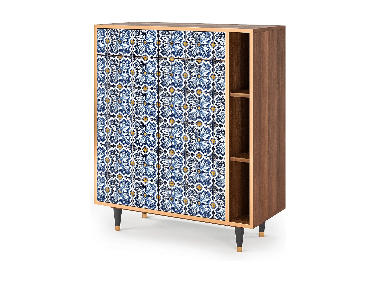 Credenza - 96х110х41 cm - BS6 - Lovely Cornflowers, Noce