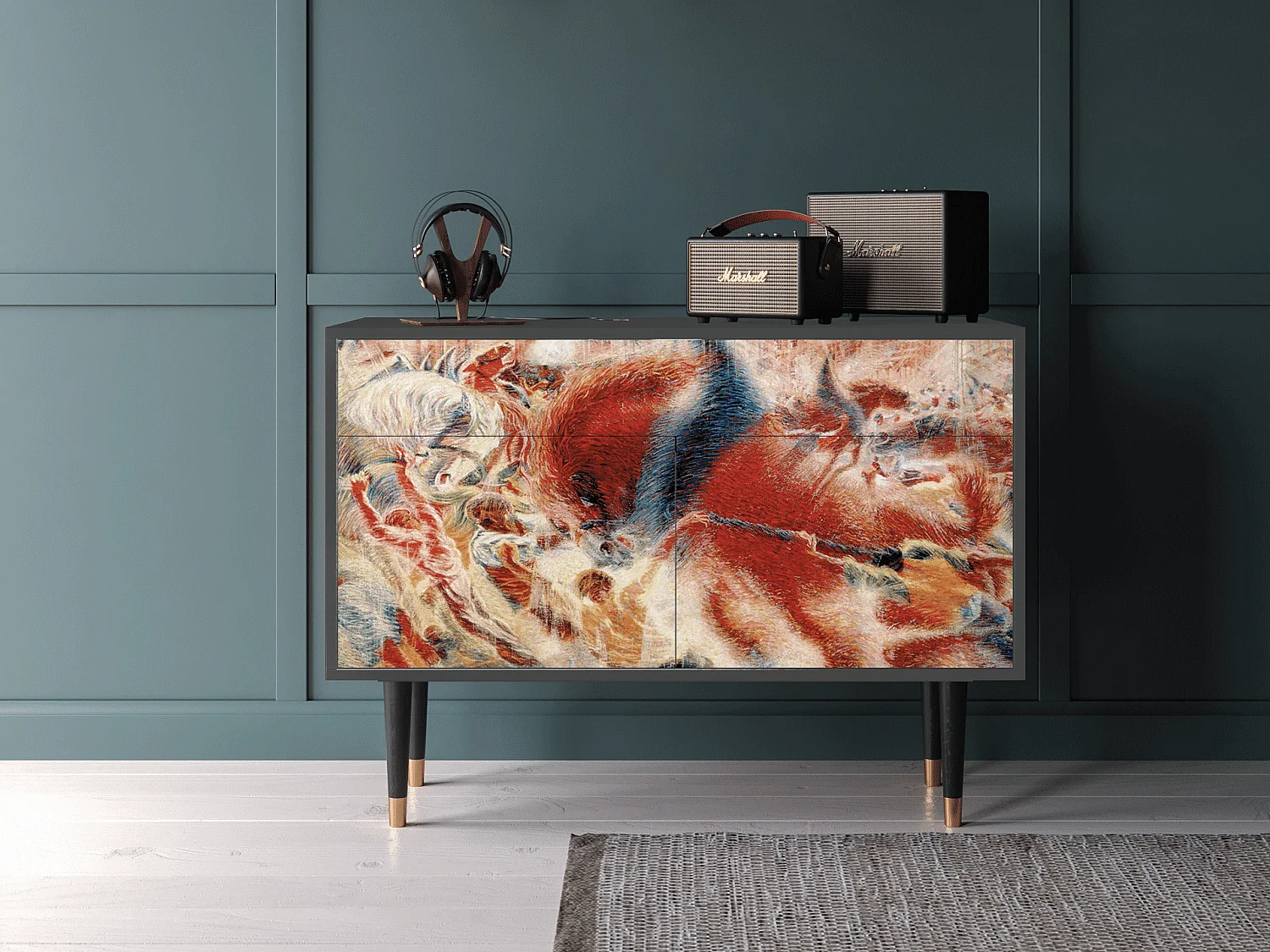 Kredens - 115x85x48 cm - BS4 - The City Rises, Antracyt